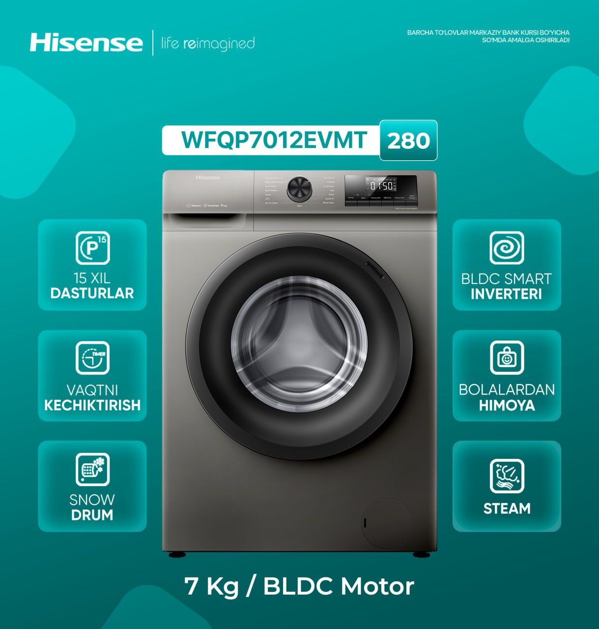 Hisense Brendidan Kir yuvish mashinasi,стиральная машинка