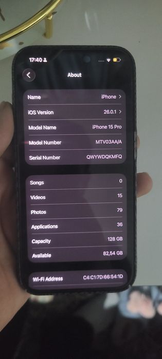 Iphone 15 pro 128 / 87 No sim qilingan
