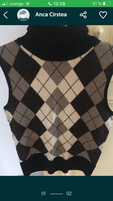 vesta tricotata, cu guler