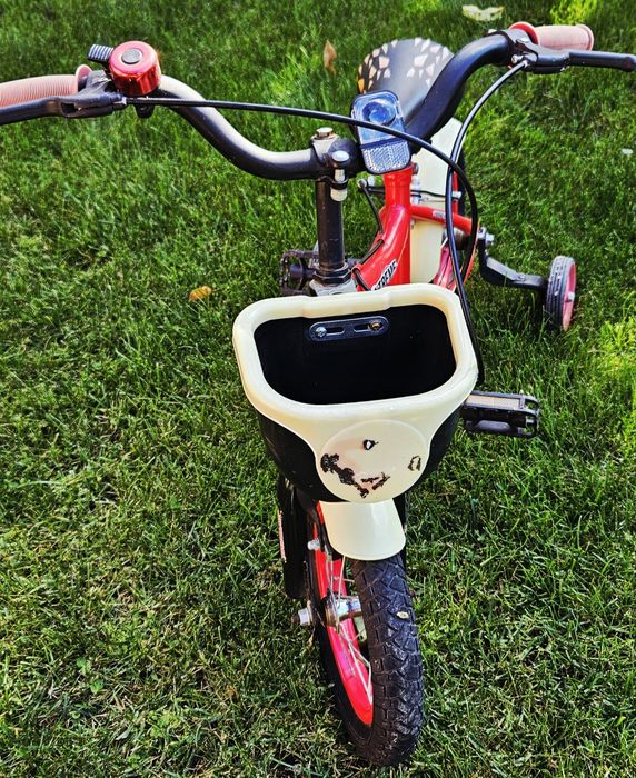 Bicicleta cu roti ajutatoare Extreme Power 2-6 ani, Negru/Rosu