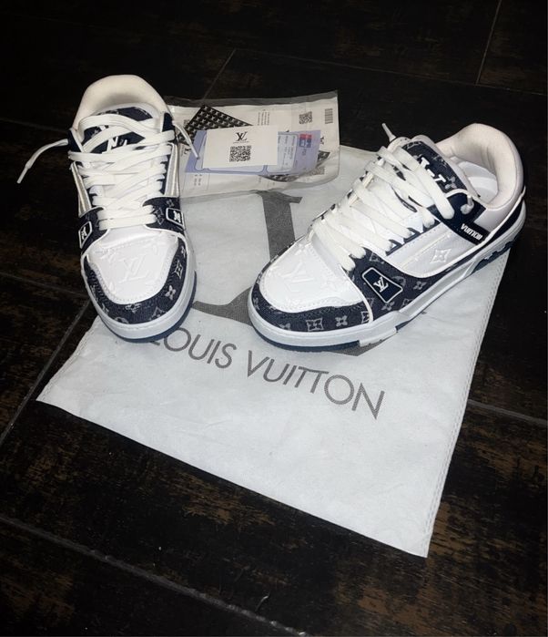 Louis Vuitton LV Trainer Denim Monogram Alb/Bleu