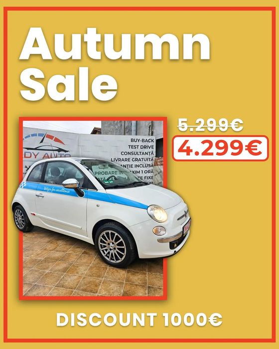 Fiat 500 Livrare gratis, Garantie 12 luni, Test drive