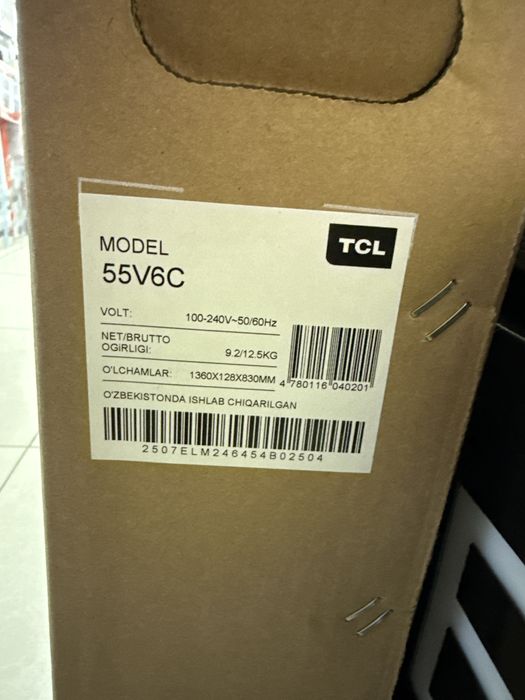 Telvizor. TCL55V6C smart 4K 2 yil kafaolat