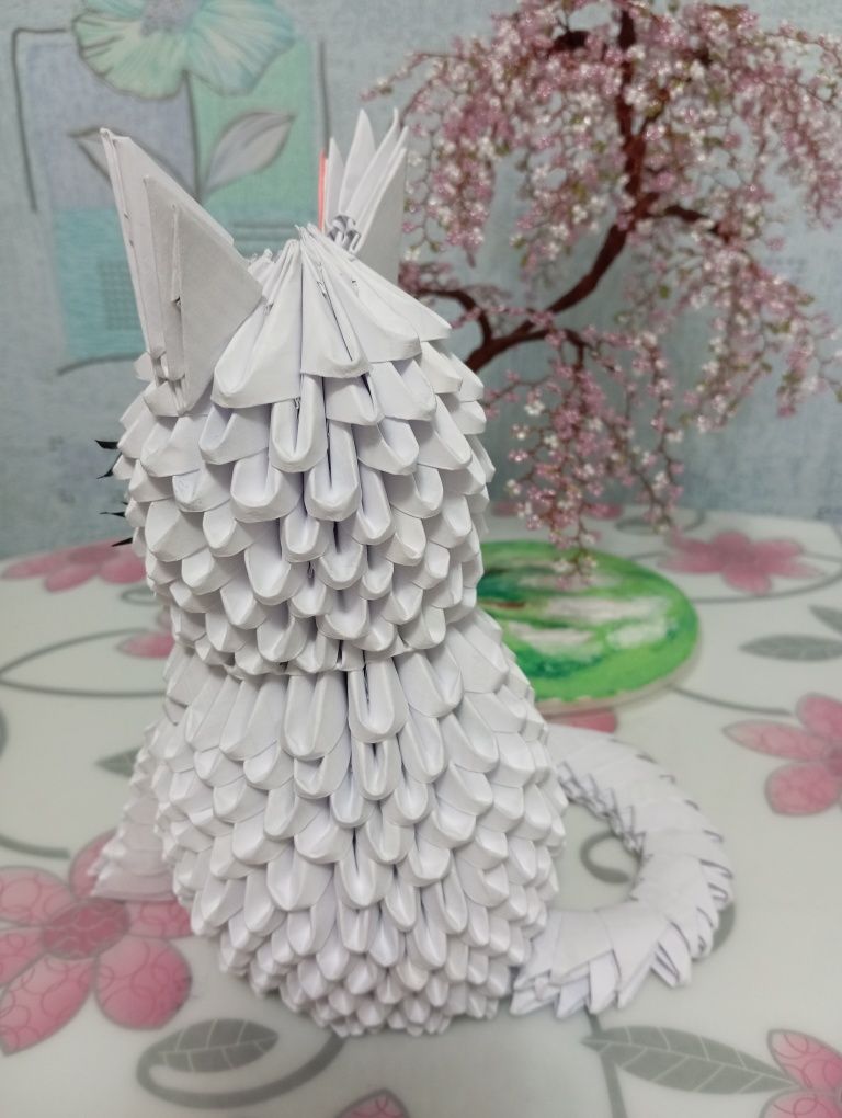 Поделка Котик из модульного оригами