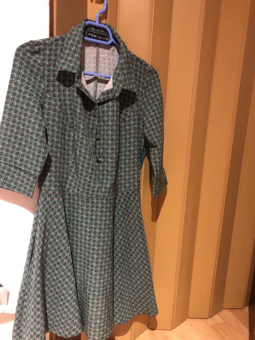 Rochie verde, lungime medie, primăvară/toamnă în special