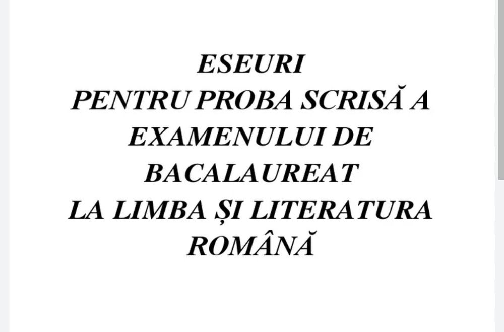 Eseuri Bac Română Real – PDF complet