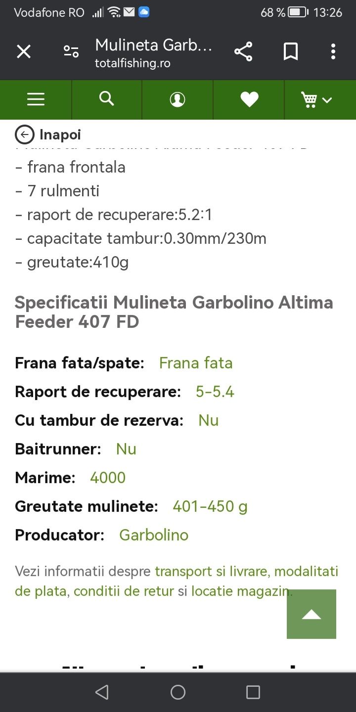 Mulineta Garbolino altima feeder 407fd