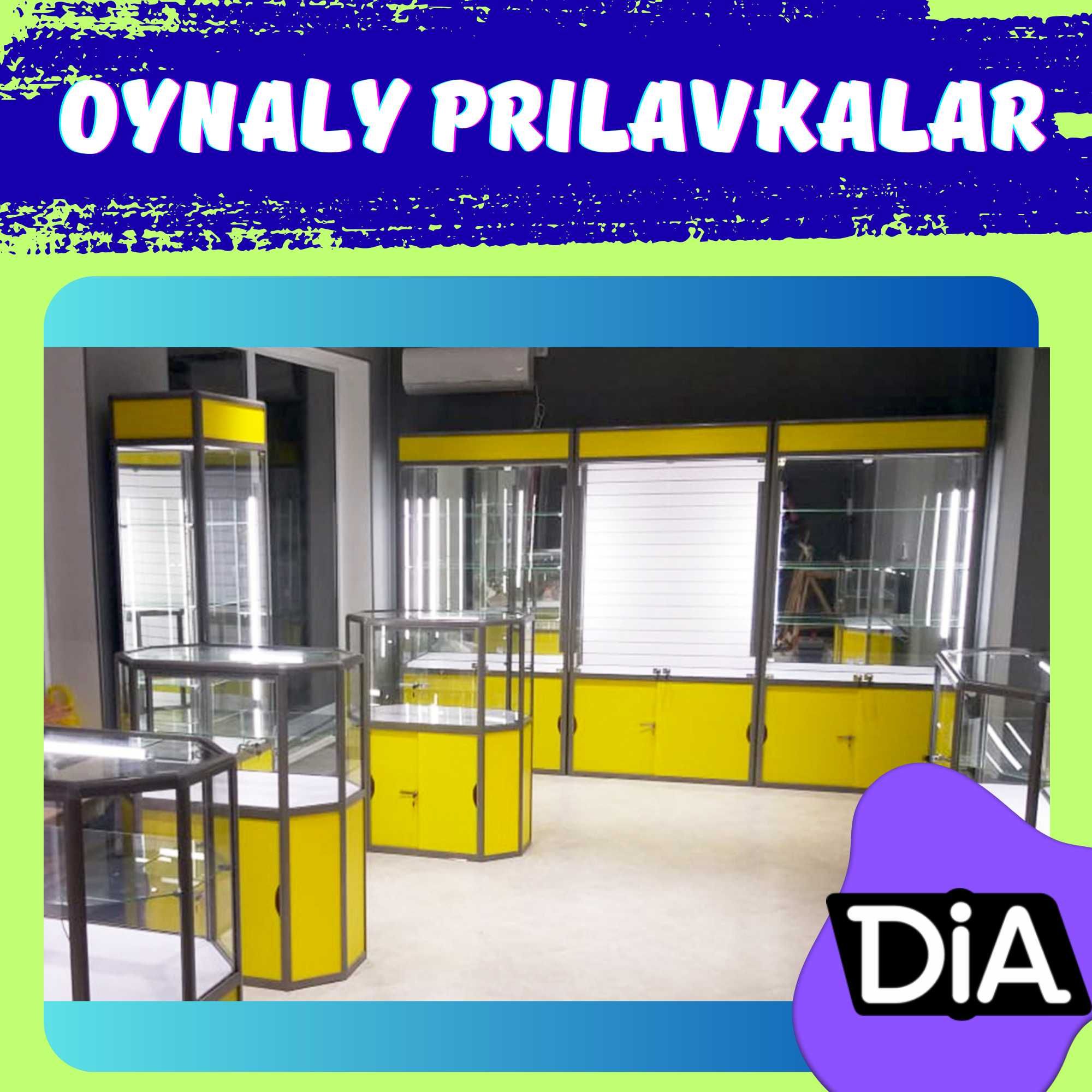 Oynaly prilavkalar, Акция,  savdo uskunalari vitrinalar stellajlar