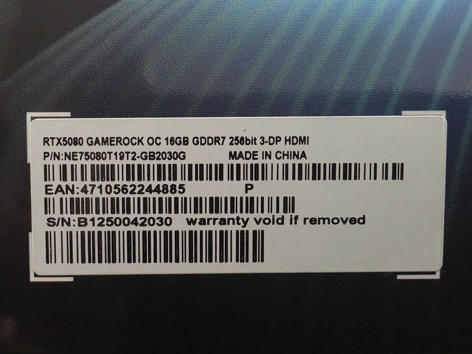 RTX 5080 GameRock OC 16GB GDDR7 256bit