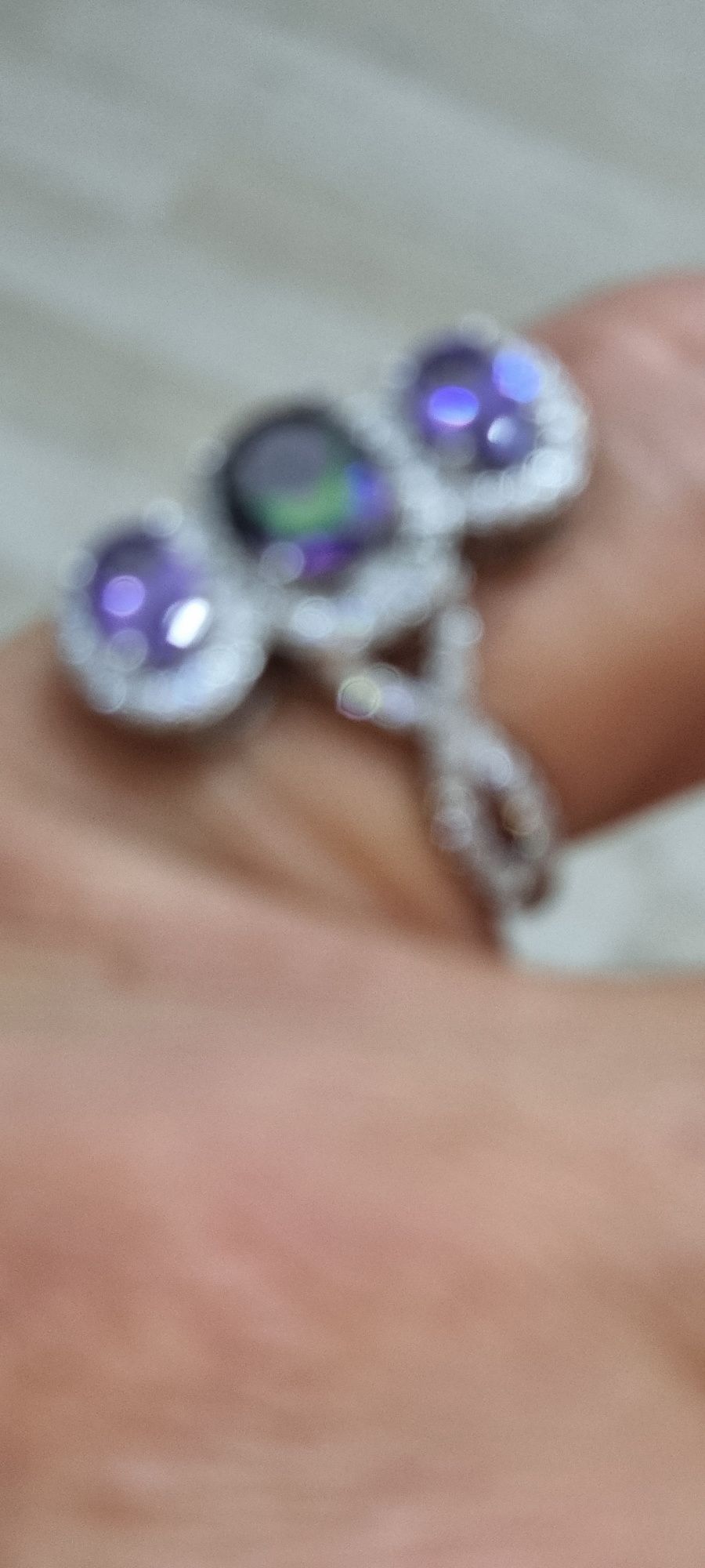 Vintage Deosebit inel argint cu pietre curățată