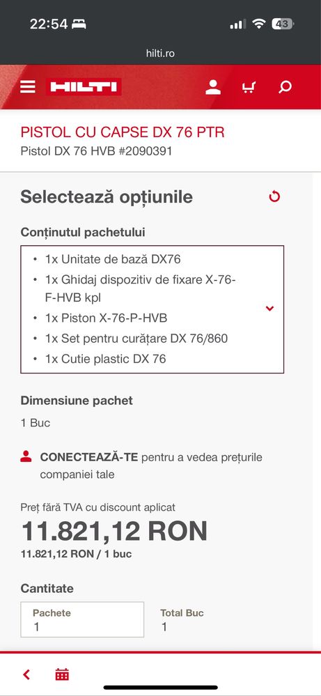 Pistol cu capse HILTI DX76 PTR, fixare acoperisuri tabla!
