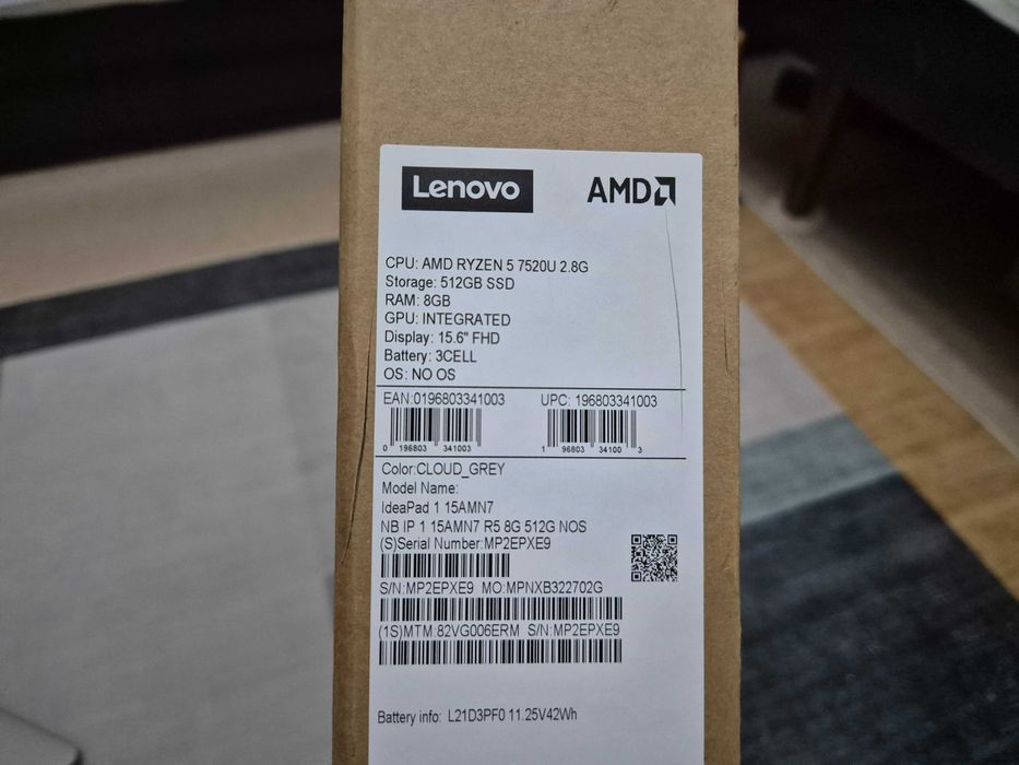 Лаптоп Lenovo IdeaPad 1 15AMN7 - Гаранция