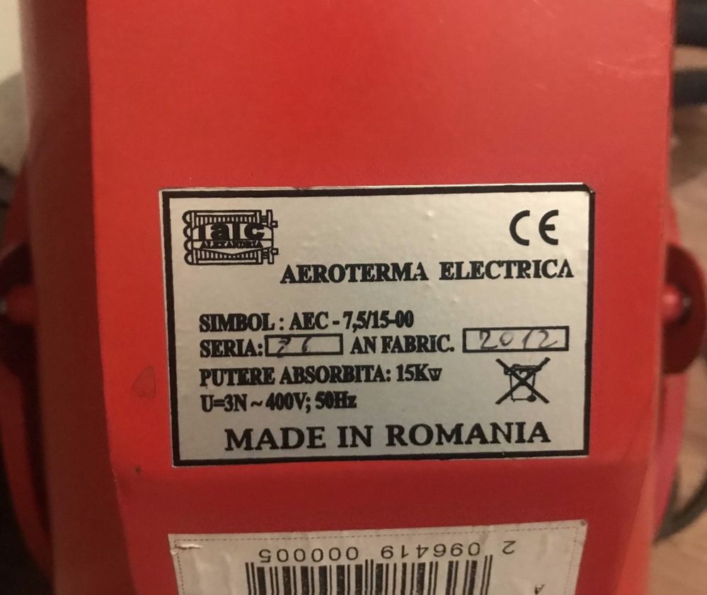 Нагревател за топъл/студен въздух, електрически,3 степени, 15 kW