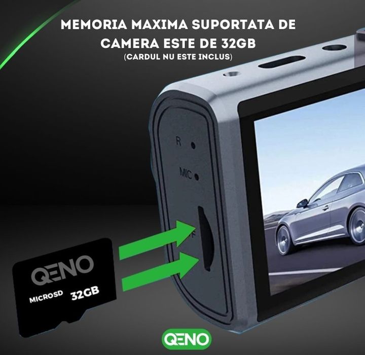 Camera Video De Bord Auto Qeno®, FULL-HD 1080P, Display LCD 3 Inch,