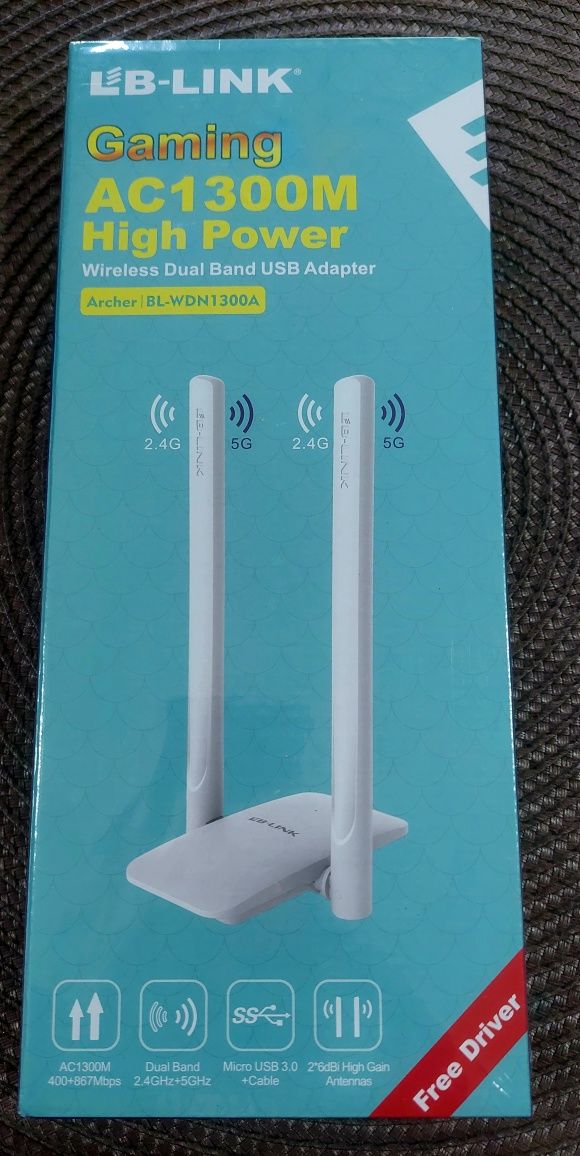 Безжичен мрежов адаптер LB-LINK BL-WDN1300A,1300Mbps,2.4/5Ghz,2x6dBi