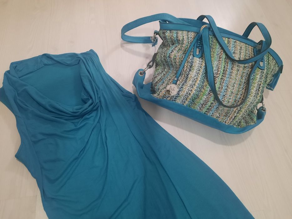 Geanta și rochie mărimea S,  culorea turcoaz
