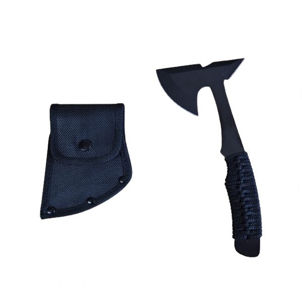 Topor IdeallStore®, Black Paracord, 22.5 cm, husa inclusa