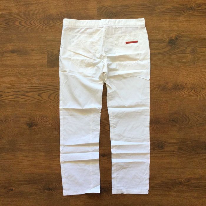 НОВ оригинални мъжки бял летен тънък панталон PRADA размер 52 / L