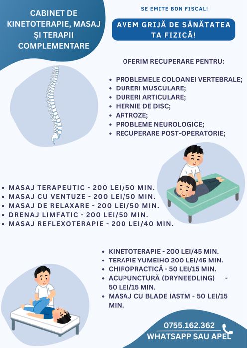 KinetMed Kinetoterapie/Masaj, alte terapii la cabinet sau domiciliu