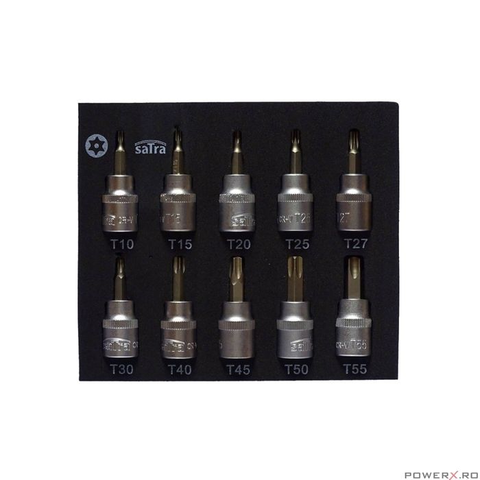 Set chei tubulare Torx, T10 - T55, 3/8", 10 bucati, Satra