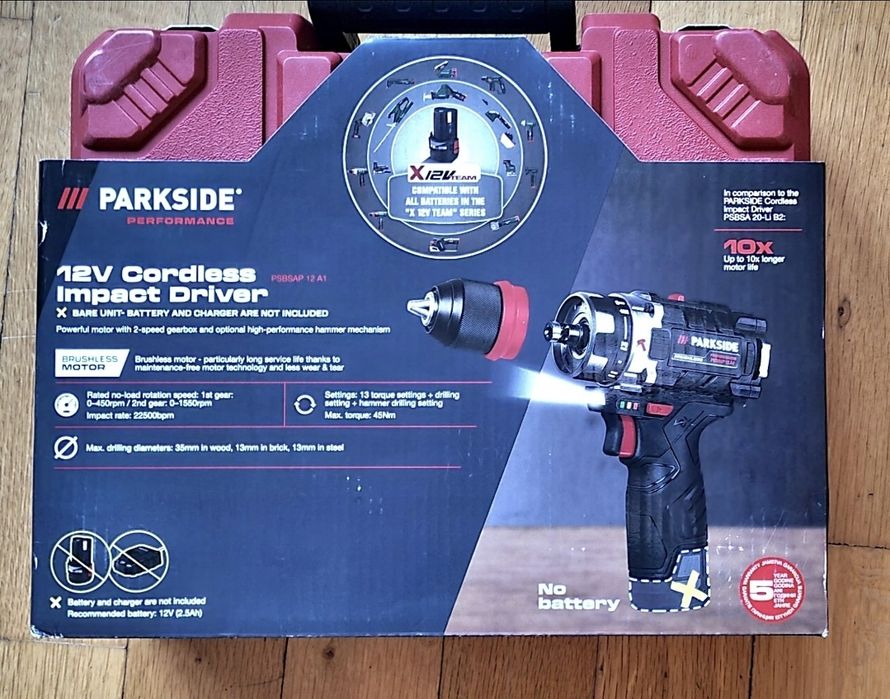 Parkside 12v Гайковерт Удар. бормашива Флекс, батерии 12v 2,5/5,0Ah