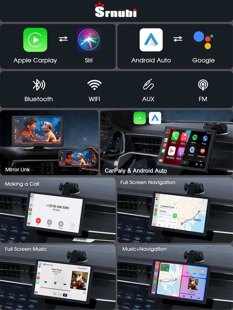 9" мултимедия, монтаж на СТОЙКА, задна камера, навигация, AndroidAuto