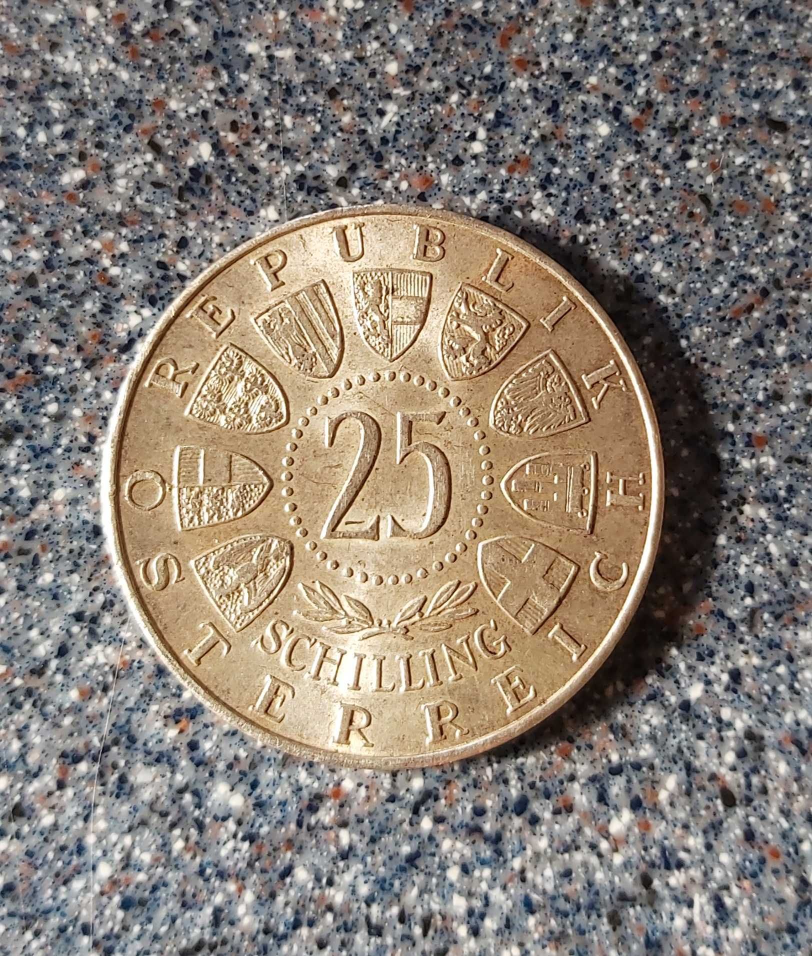 25 шилинга,колекционерска,сребърна монета от 1956 г,В.Амадеус Моцарт