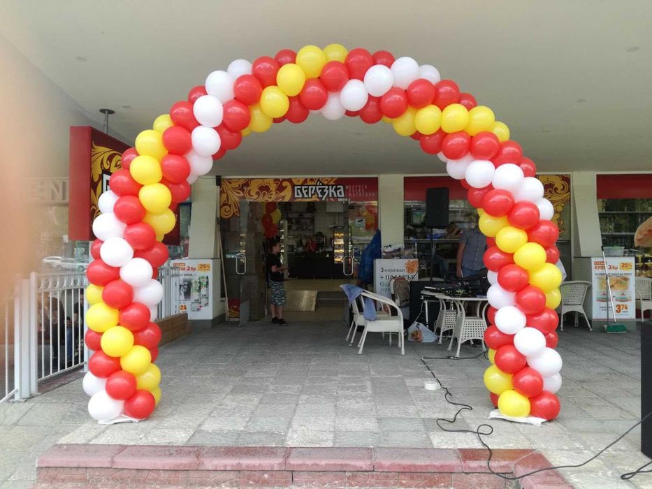 Арка от балони, Арка за откриване на магазин, Колони от Балони