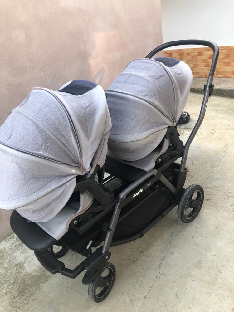 Carucior gemeni, Peg Perego, Duette Piroet, 0-15kg, City Grey