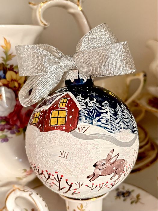 Ръчно рисувани стъклени коледни топки за елха