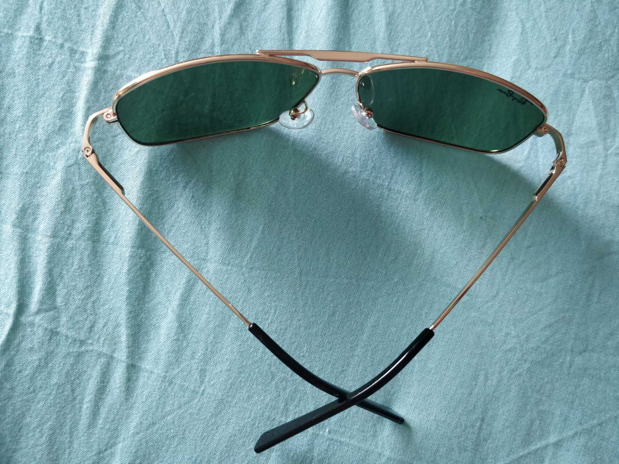 ochelari de soare Ray-Ban Gunmetal, lentile verzi, sticla