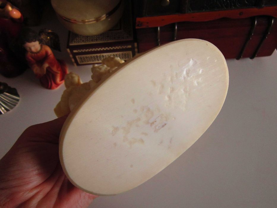 cadou rar Familia Sfanta - Maria,Iosif si Isus sculptura alabaster1960