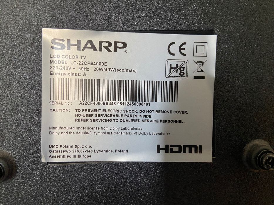 Телевизор Sharp 22 инча