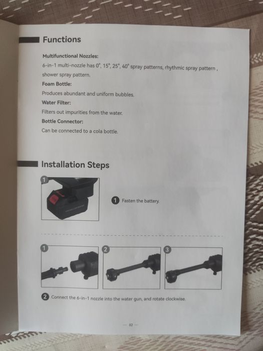 Pistol de spalat cu presiune fara fir