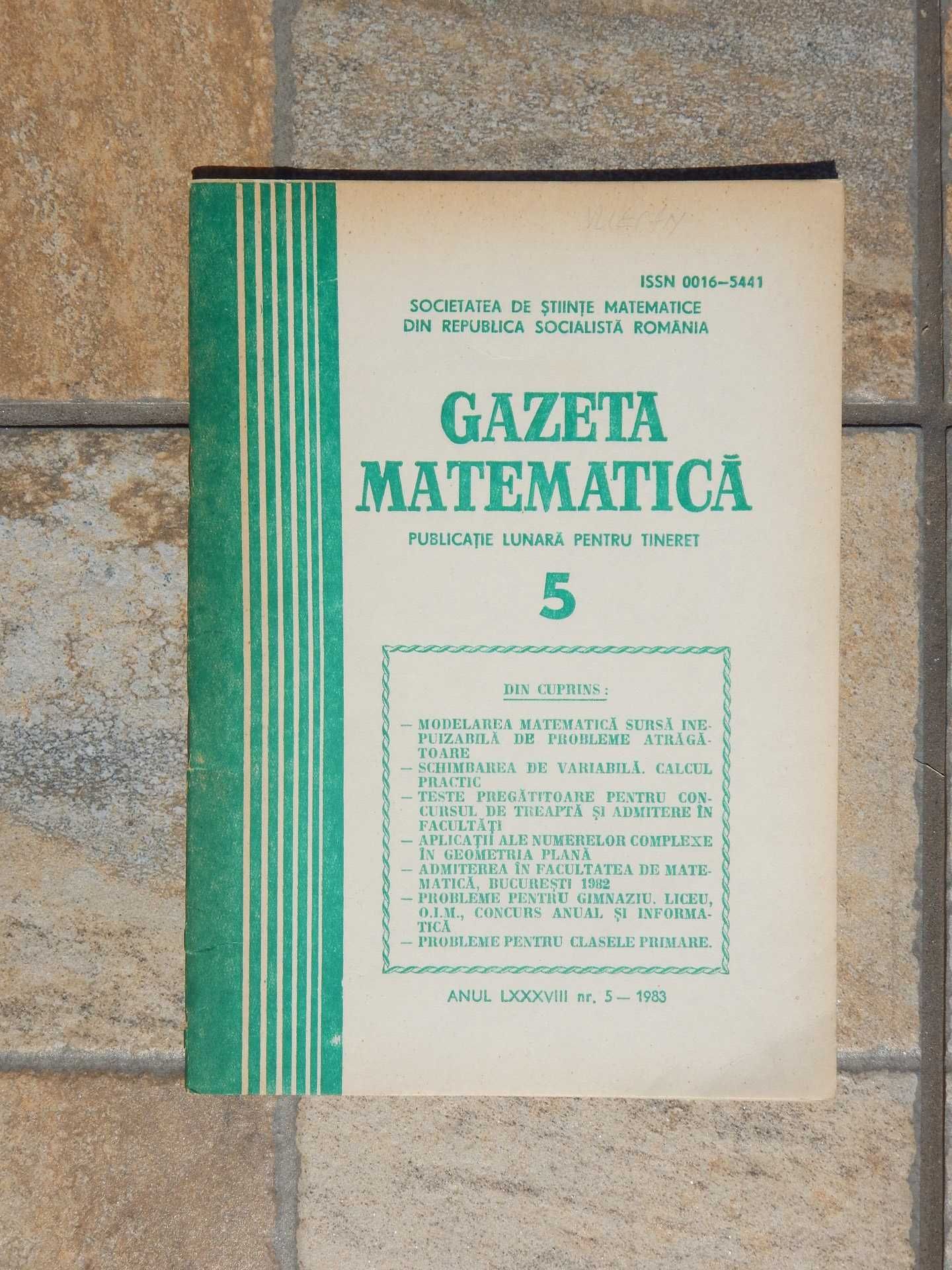 Reviste Gazeta matematica 1983 nr 1, 2, 4, 5, 6, 8 la bucata