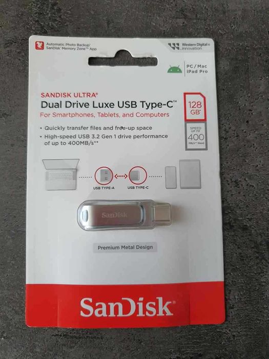 Memorie 128GB USB SANDISK Ultra Luxe Dual USB 3.1, Type C 150MB/ nou