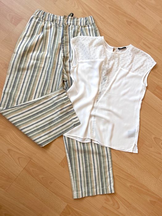 Страхотен сет от раиран панталон Zara & ефирна блуза Stella Nova
