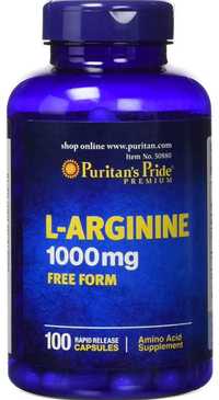 L-аргинин, L-Arginine, Puritans Pride, 1000 мг, 100 капсул из Америки.