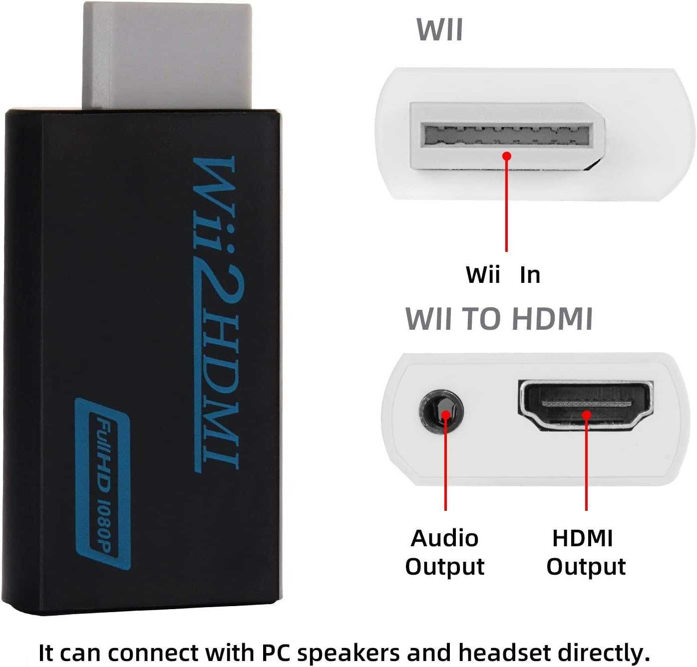 Адаптер GoldOars Wii към HDMI с 1,5 м кабел