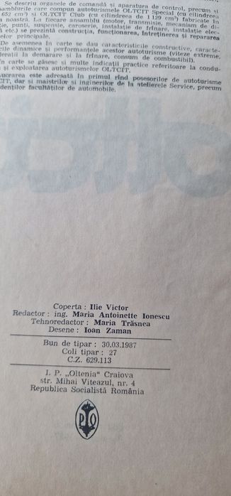 Manual intretinere Oltcit