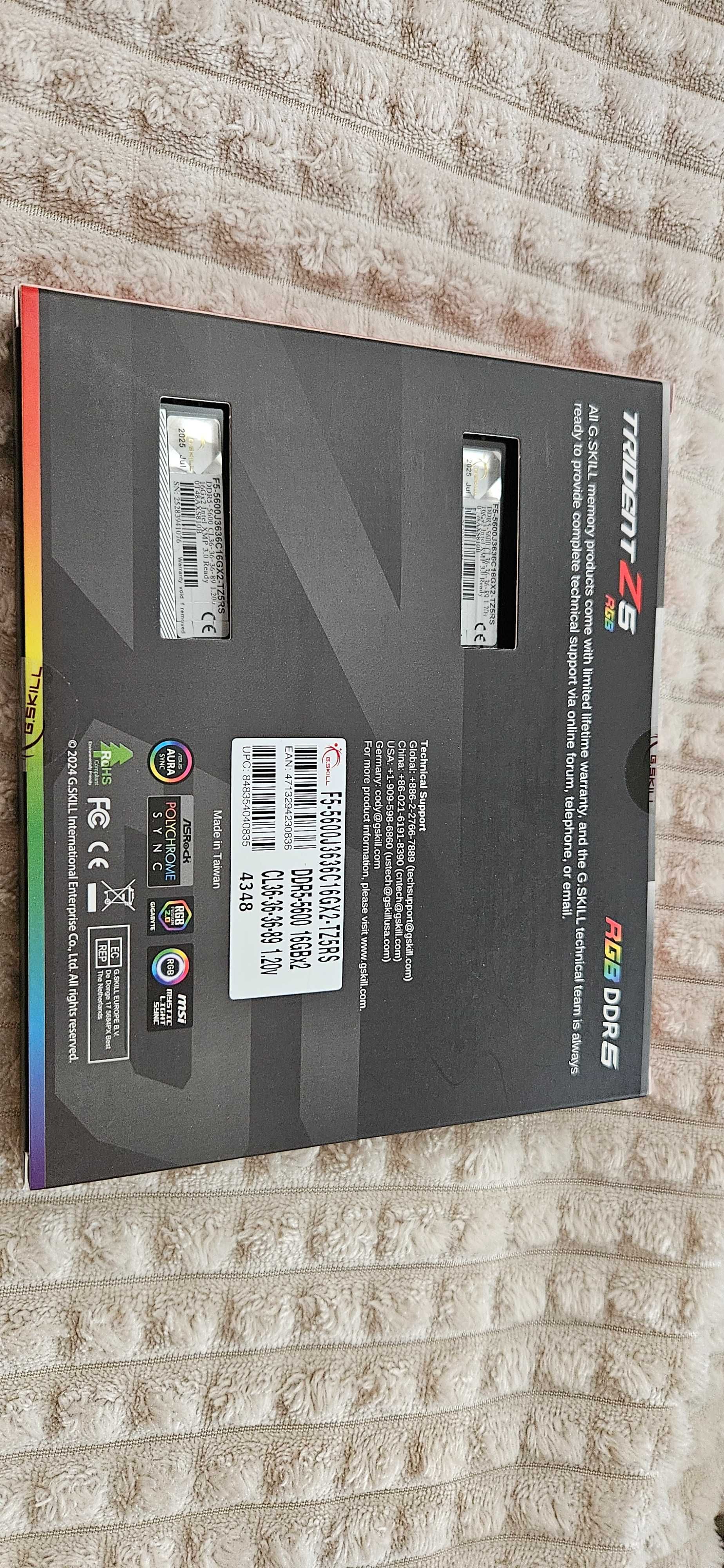 RAM G.Skill Trident Z5 RGB DDR5-5600 CL36 32GB (2x16GB) Intel XMP