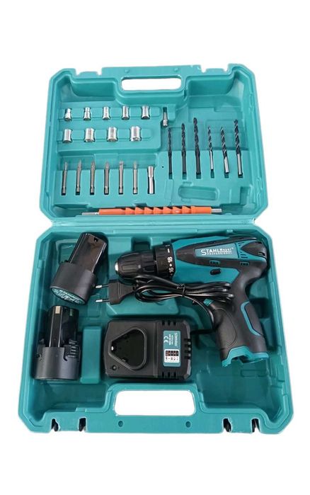 Акумулаторен Винтоверт 24V 2 Скорости с зарядно и части  2 батерии