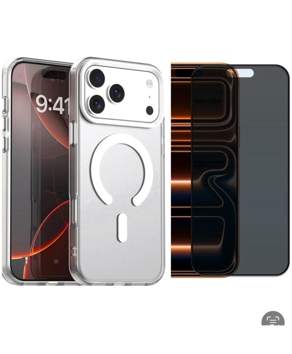 Iphone 17 AIR PRO MAX Husa Cercle Magsafe Crystal + Folie Sticla Curb