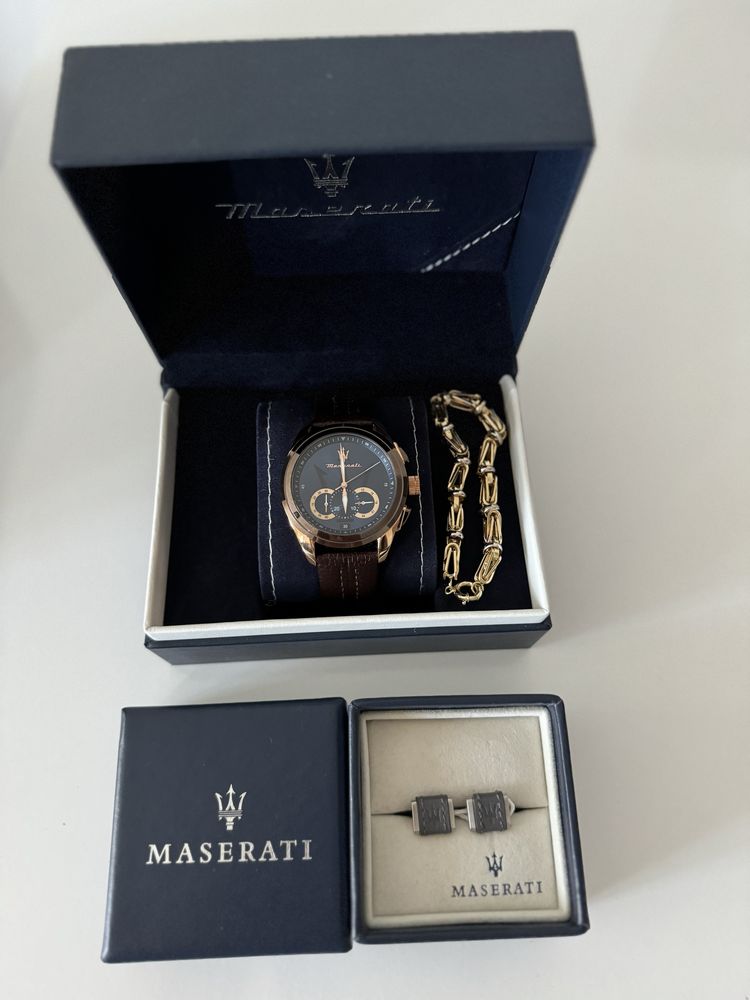 Мъжки часовник, гривна и ръкавели Maserati