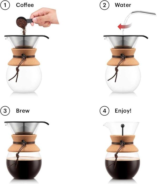 Кафемашина Bodum 34oz PourOver,високотемпературно боросиликатно стъкло