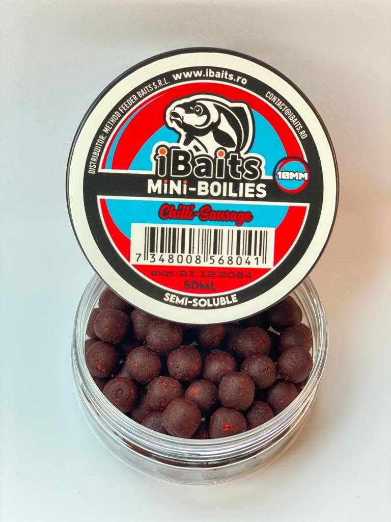 Mini boilies semi-solubil 10 mm Chilli Sausage