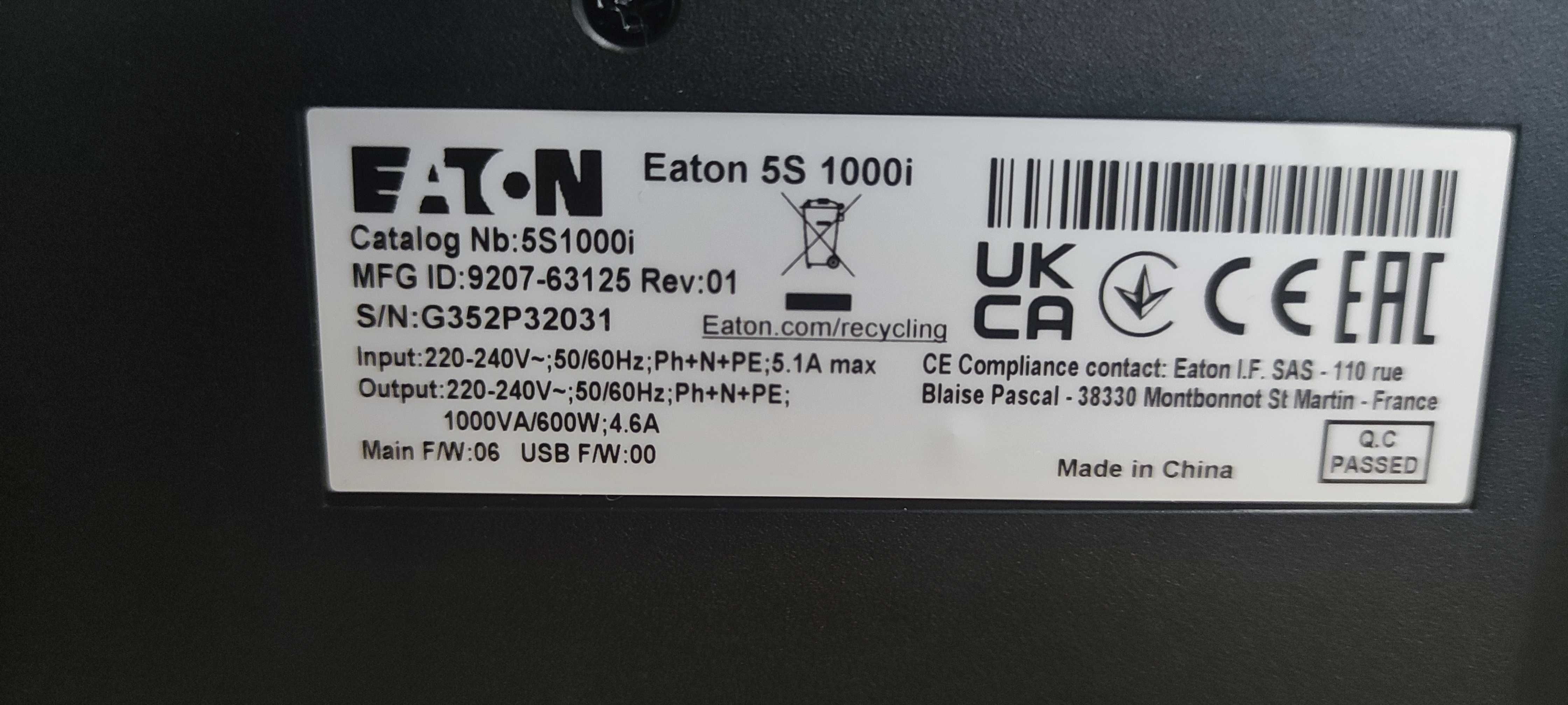 UPS NOU Eaton 5S 1000i 600W 1000VA