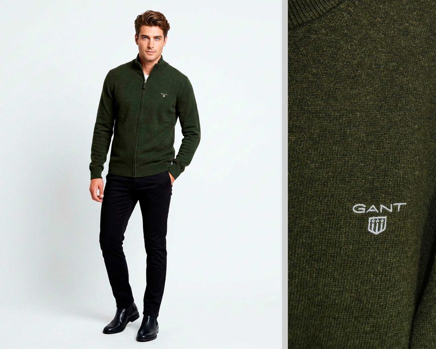 GANT Lambswool Оригинална мъжка жилетка / Пуловер с Цип Размер L