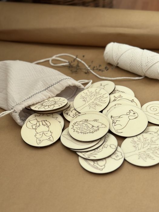 Joc memory lemn pentru copii 24piese, blank pentru pictură