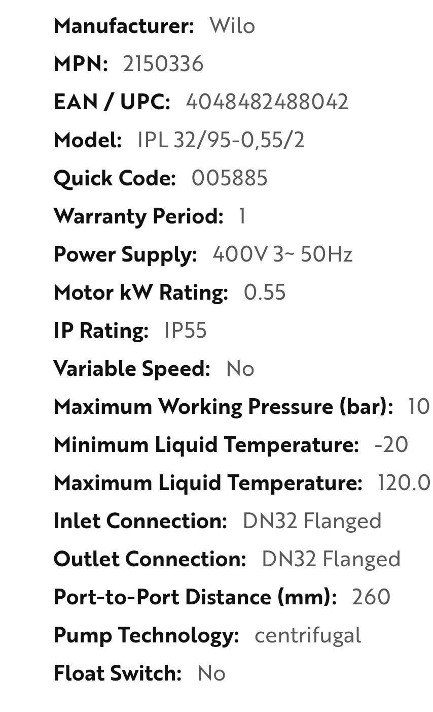 Motor electric cu pompa WILO Recirculare